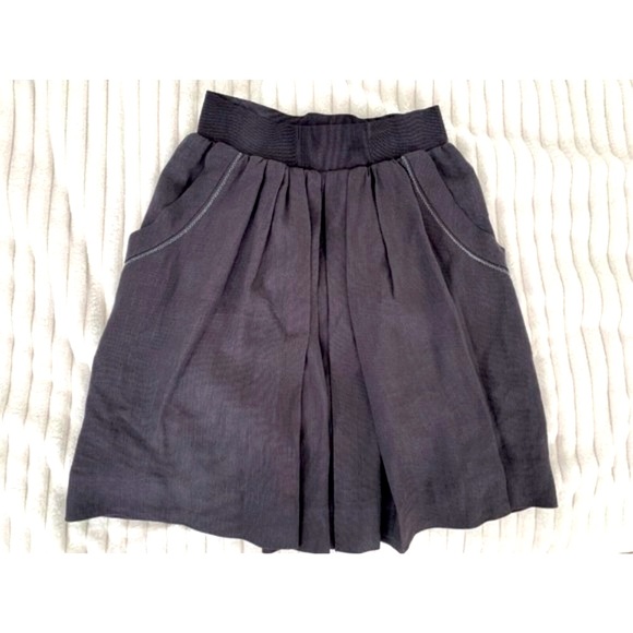 Anthropologie Leifsdottir Silk Skirt Navy Blue Light Blue Aqua Stitching Sz XS - Picture 2 of 14